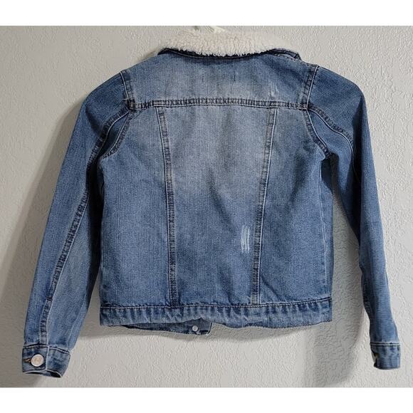 Ci Sono Kids Girls size 8 Blue Denim Jean Jacket with Faux Fur Collar - Picture 2 of 3